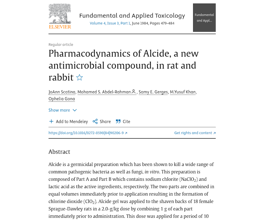 Pharmacodynamics of alcide, a new antimicrobial compound